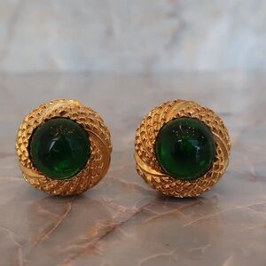 Chanel vintage gripoix faux emerald earrings
